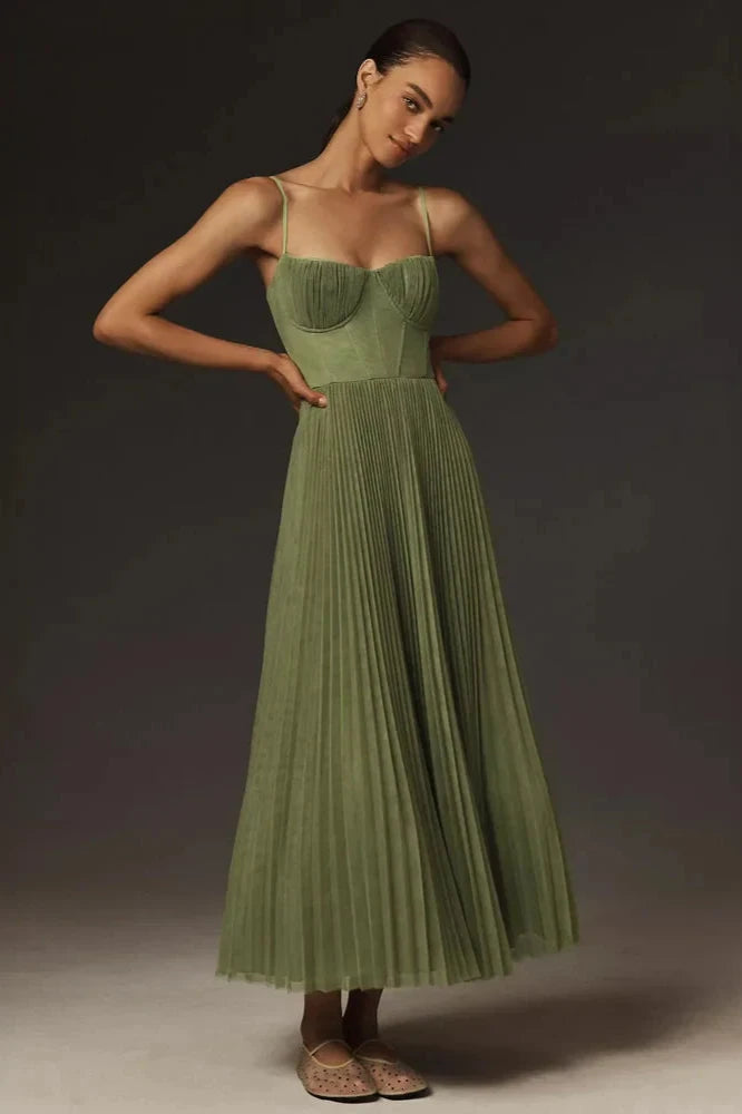 Isabella™ | Elegante Plissé Midi Jurk voor Ceremonies en Speciale Gelegenheden
