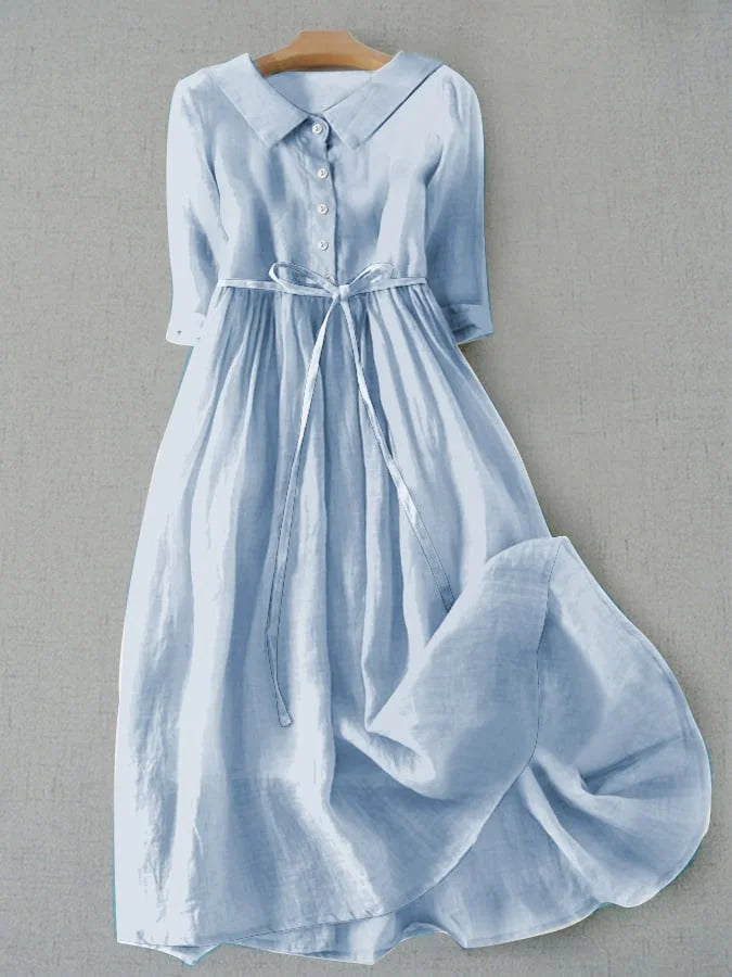 Lux - Elegante Korte Mouwen Jurk met Taille Lint