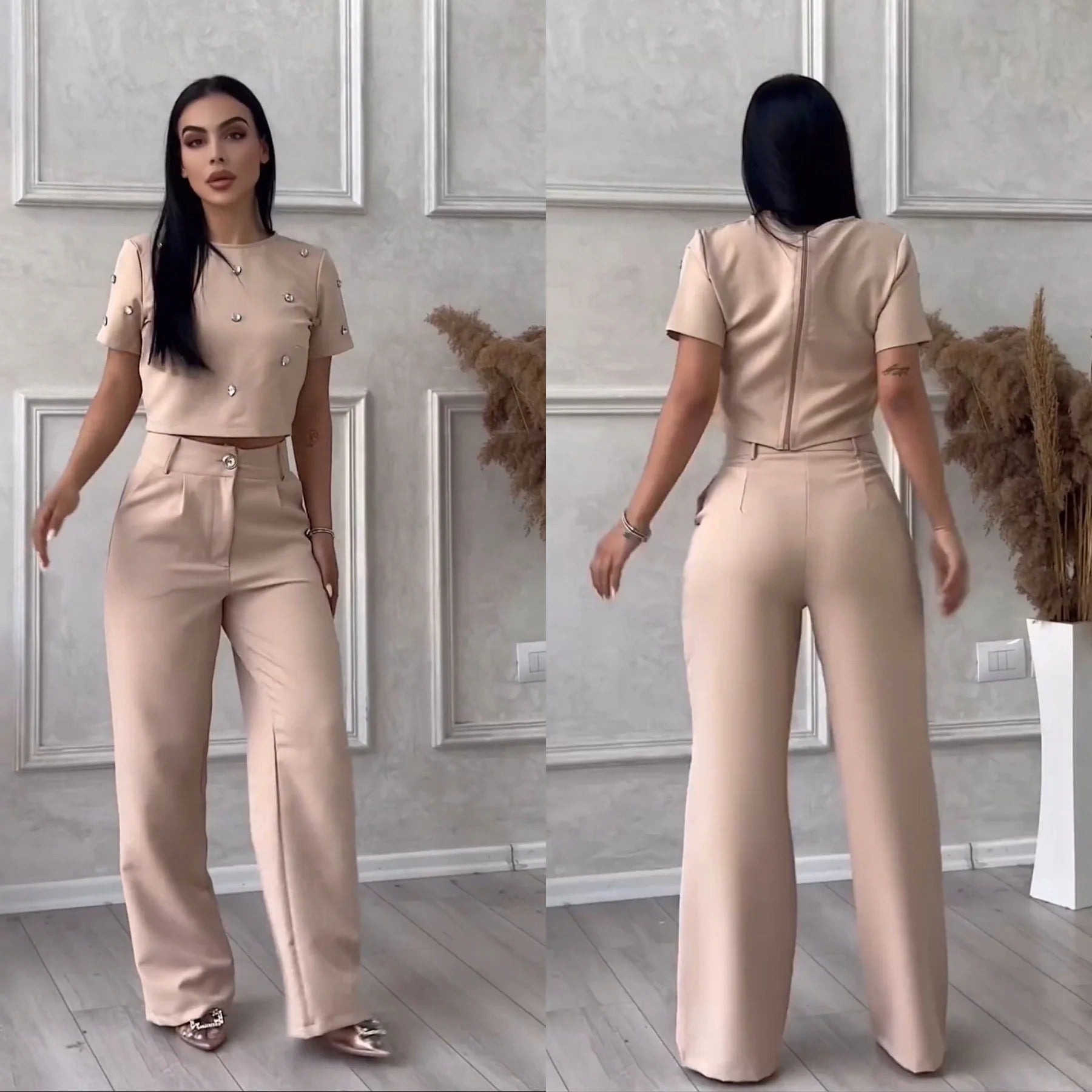 BIANCA | Elegant Compleet voor Dames met Glanzende Afwerkingen en Slanke Silhouet voor een Verfijnde Look