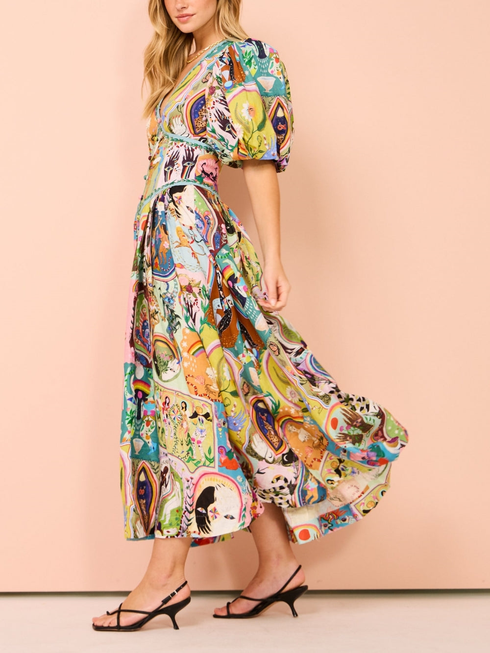Casual midi-jurk met graffiti-print Evergreen