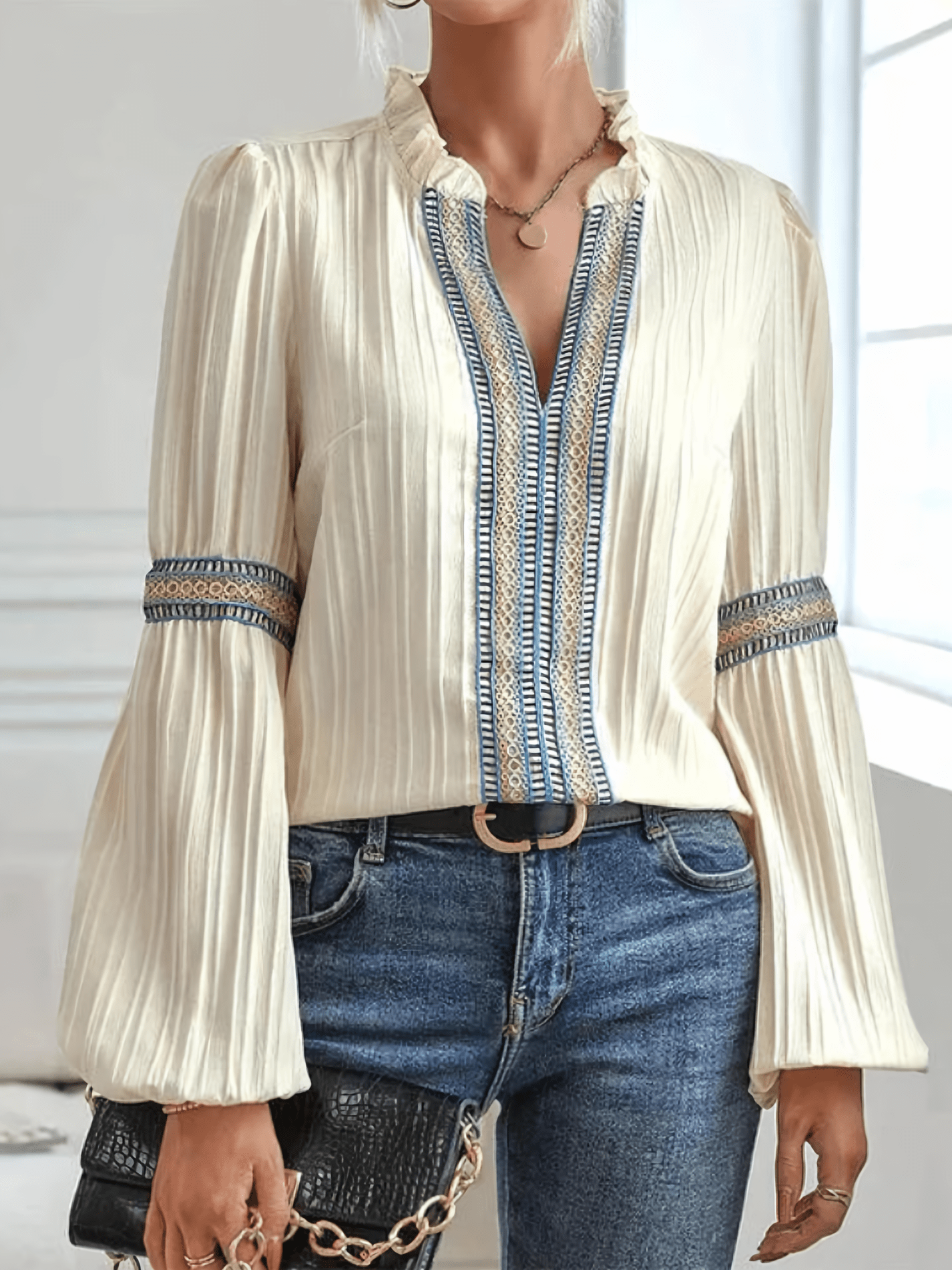 NOOR | Elegante Boho-Blouse met Verfijnd Borduurwerk