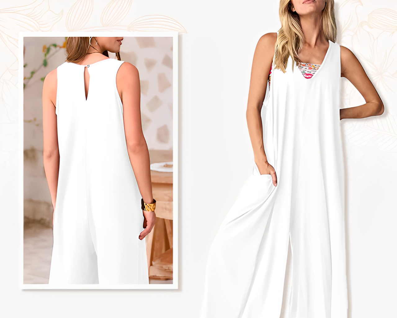 AURORA | Lange Jumpsuit met Brede Pijpen voor Vrijheid van Beweging en Zomerse Raffinage