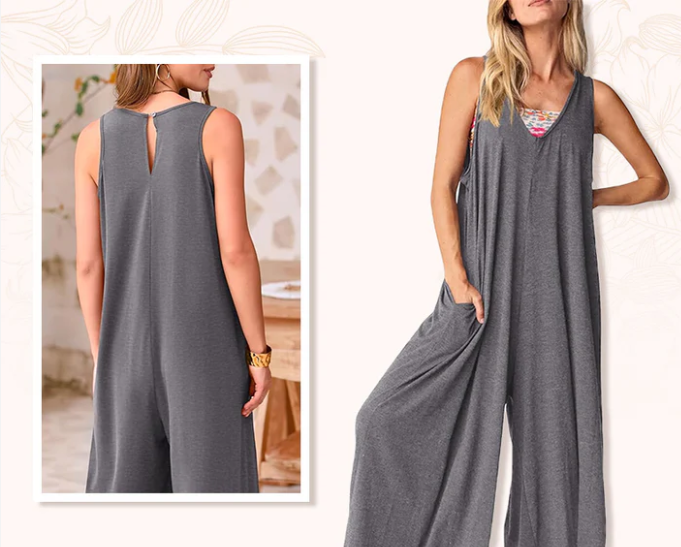 AURORA | Lange Jumpsuit met Brede Pijpen voor Vrijheid van Beweging en Zomerse Raffinage