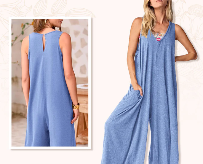 AURORA | Lange Jumpsuit met Brede Pijpen voor Vrijheid van Beweging en Zomerse Raffinage