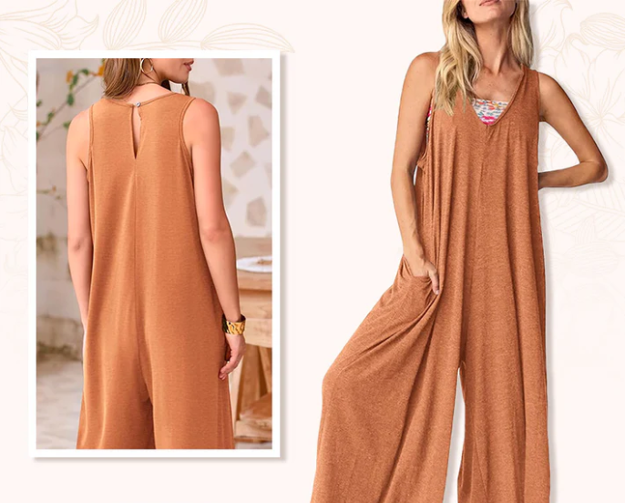 AURORA | Lange Jumpsuit met Brede Pijpen voor Vrijheid van Beweging en Zomerse Raffinage