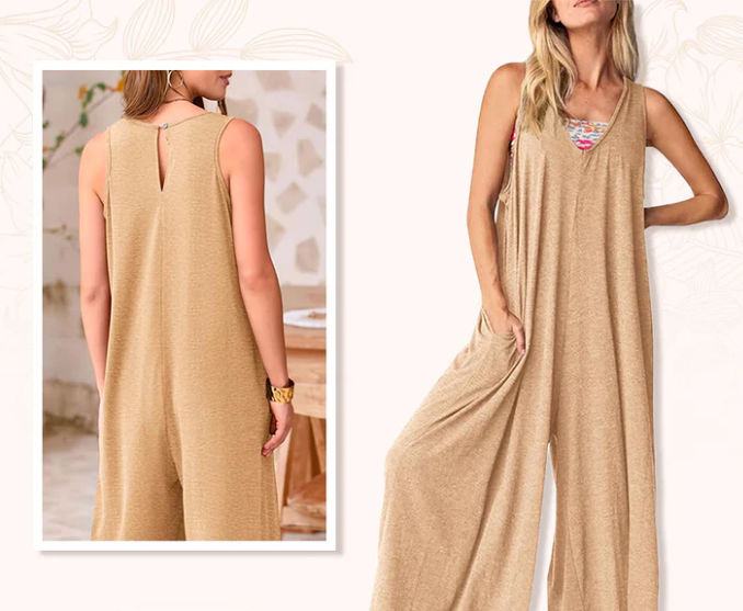 AURORA | Lange Jumpsuit met Brede Pijpen voor Vrijheid van Beweging en Zomerse Raffinage