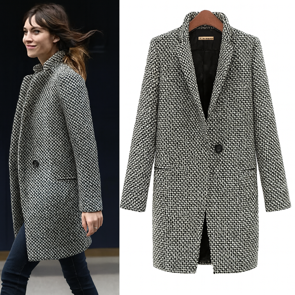 Elegante wollen mantel voor dames, trenchcoat, lange mouwen, casual Elegante wollen mantel voor dames, trenchcoat, lange mouwen, casual