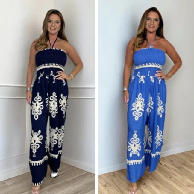 GABRIELLA | Off-shoulder Jumpsuit met Elastische Taille en Vloeiende Vakantiestijl