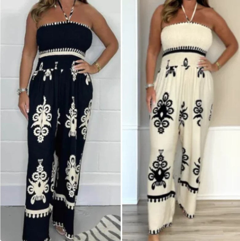 GABRIELLA | Off-shoulder Jumpsuit met Elastische Taille en Vloeiende Vakantiestijl