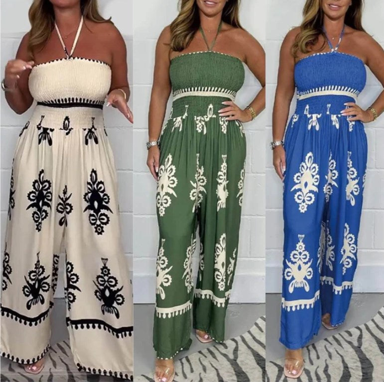 GABRIELLA | Off-shoulder Jumpsuit met Elastische Taille en Vloeiende Vakantiestijl