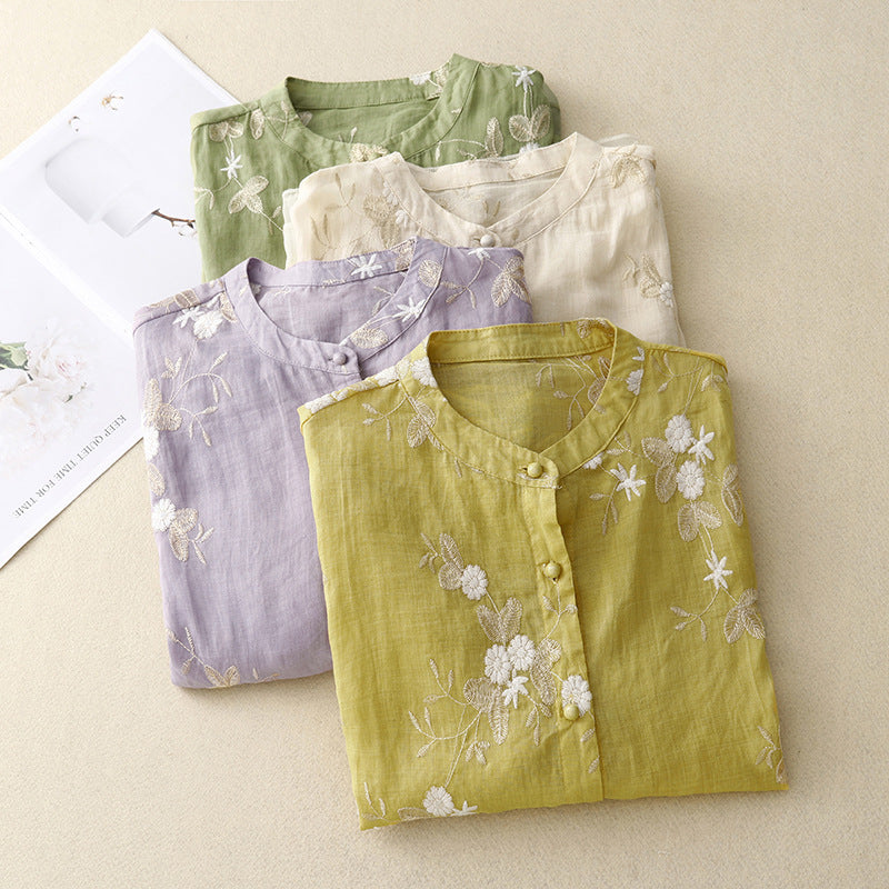 CLELIA | Lichtgewicht Geborduurd en Elegant Blouse
