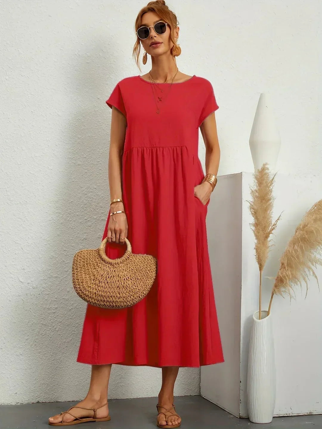 PALMIRA | Zomerjurk met Vloeiende Snit en Comfortabele Zakken voor Dagelijkse Elegant