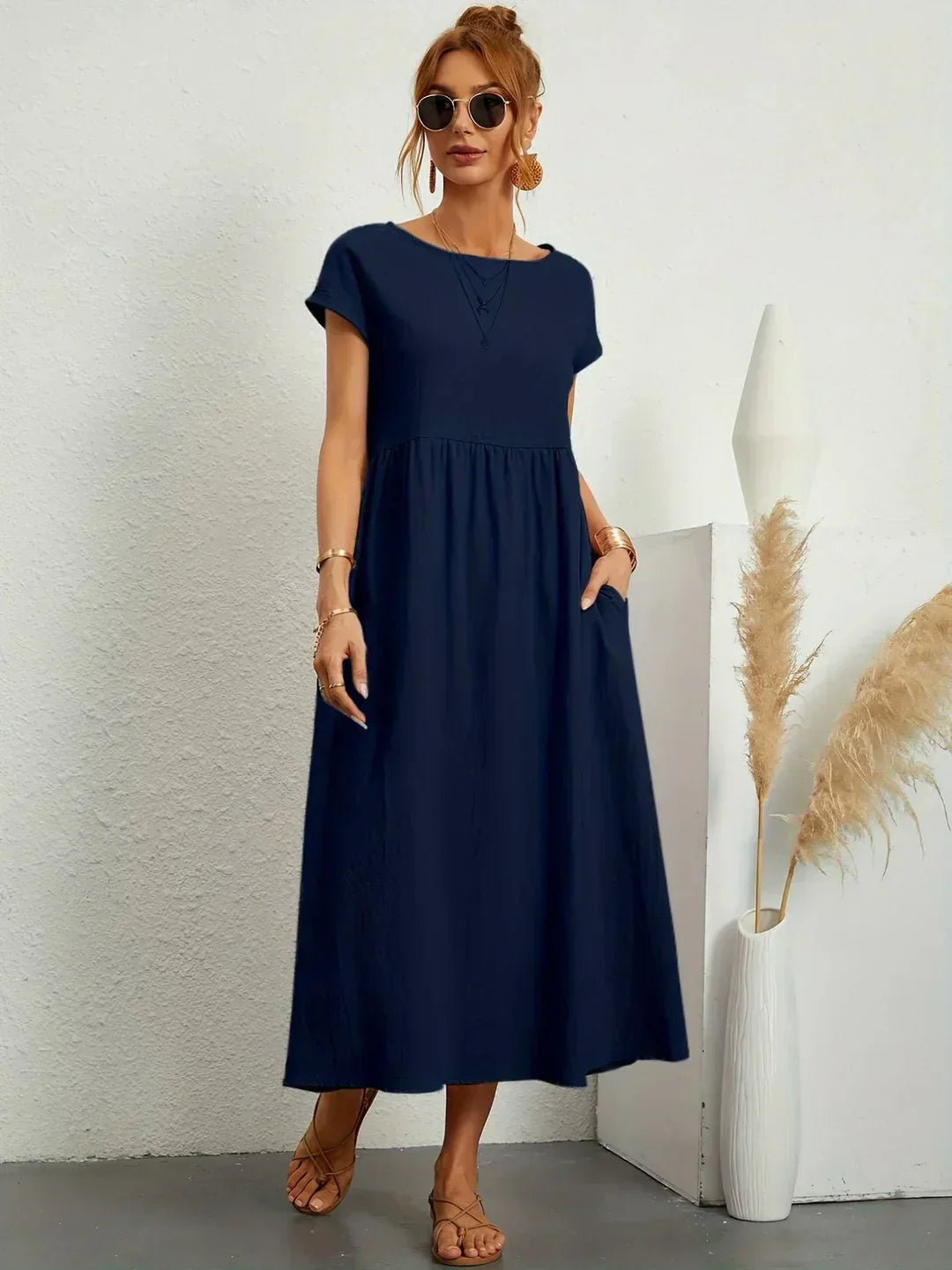 PALMIRA | Zomerjurk met Vloeiende Snit en Comfortabele Zakken voor Dagelijkse Elegant