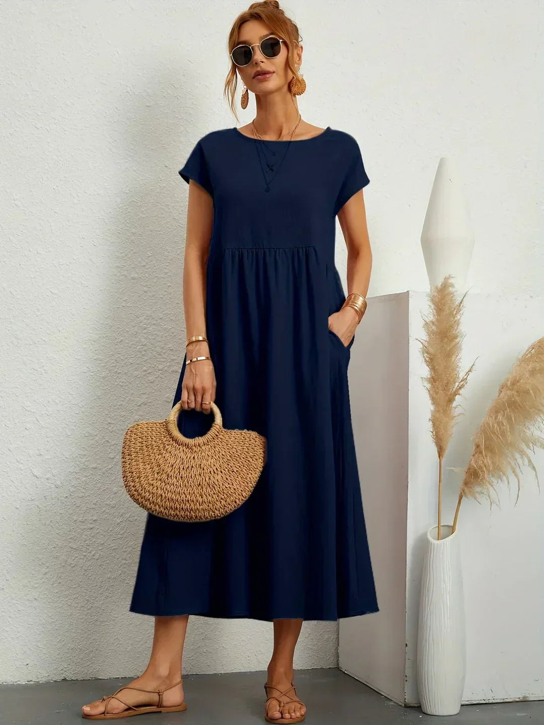 PALMIRA | Zomerjurk met Vloeiende Snit en Comfortabele Zakken voor Dagelijkse Elegant