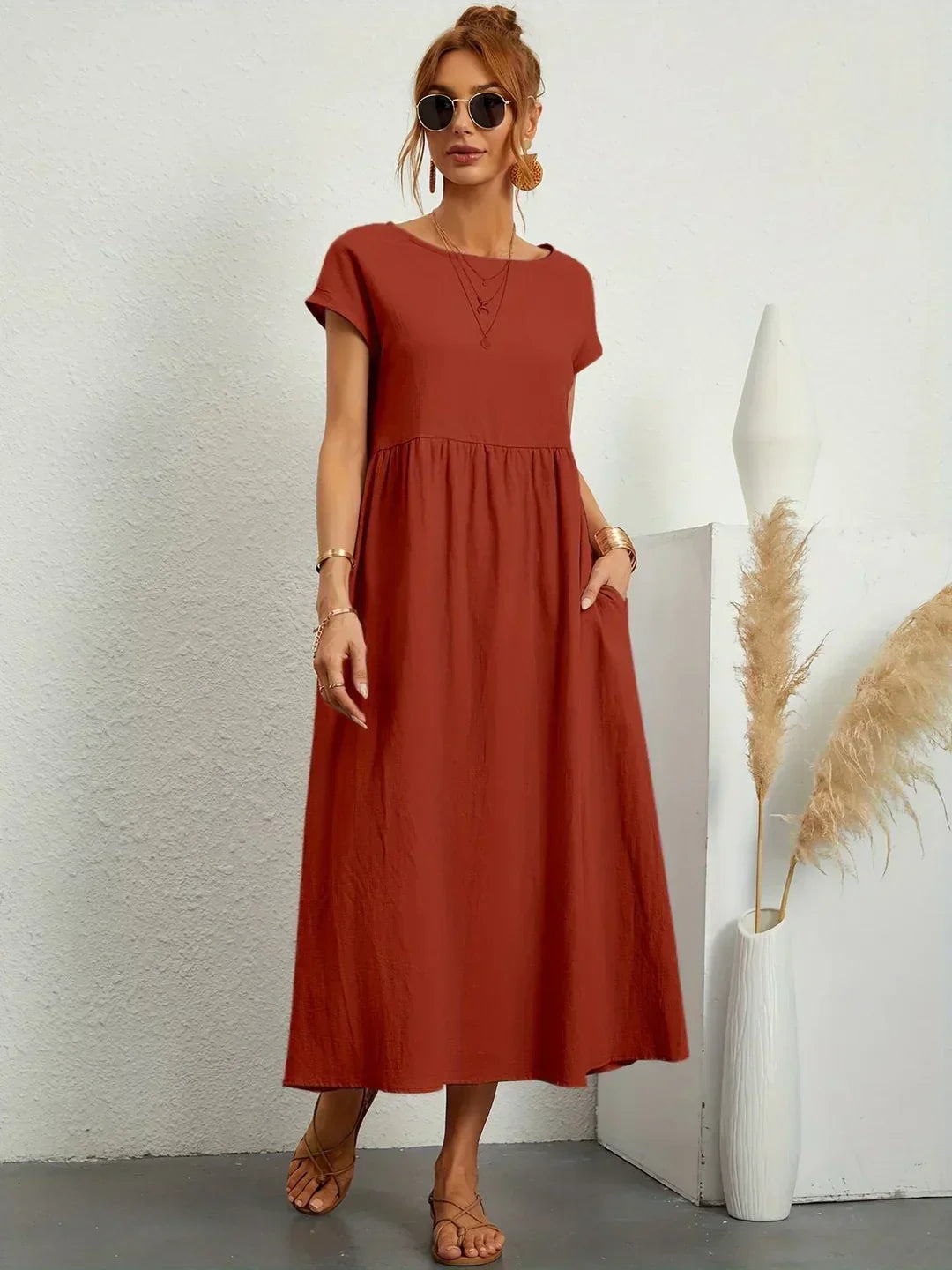 PALMIRA | Zomerjurk met Vloeiende Snit en Comfortabele Zakken voor Dagelijkse Elegant