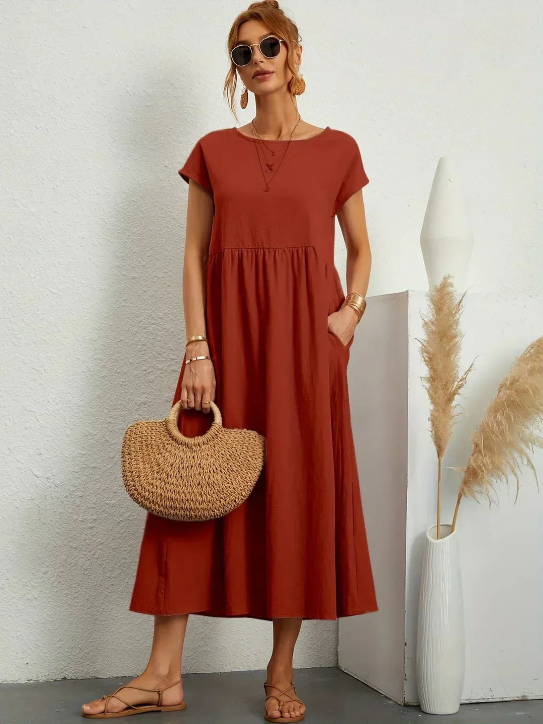 PALMIRA | Zomerjurk met Vloeiende Snit en Comfortabele Zakken voor Dagelijkse Elegant