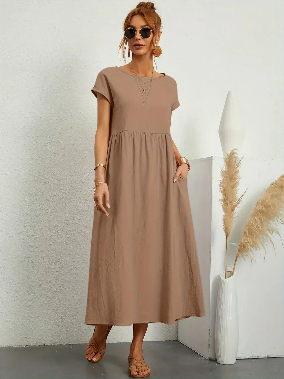 PALMIRA | Zomerjurk met Vloeiende Snit en Comfortabele Zakken voor Dagelijkse Elegant