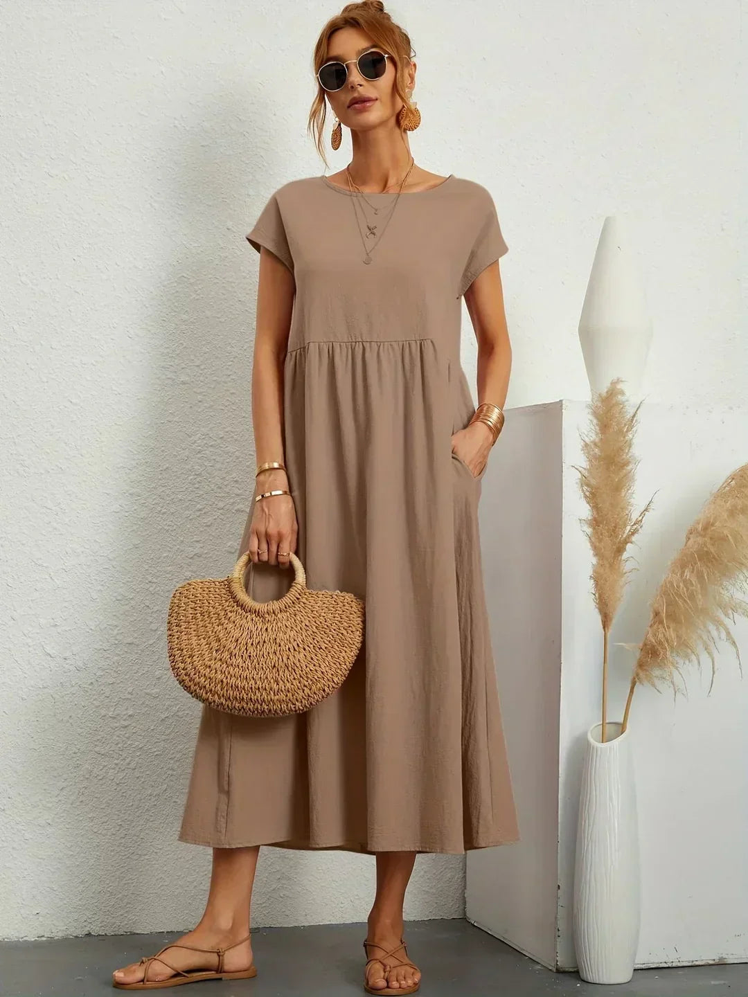 PALMIRA | Zomerjurk met Vloeiende Snit en Comfortabele Zakken voor Dagelijkse Elegant