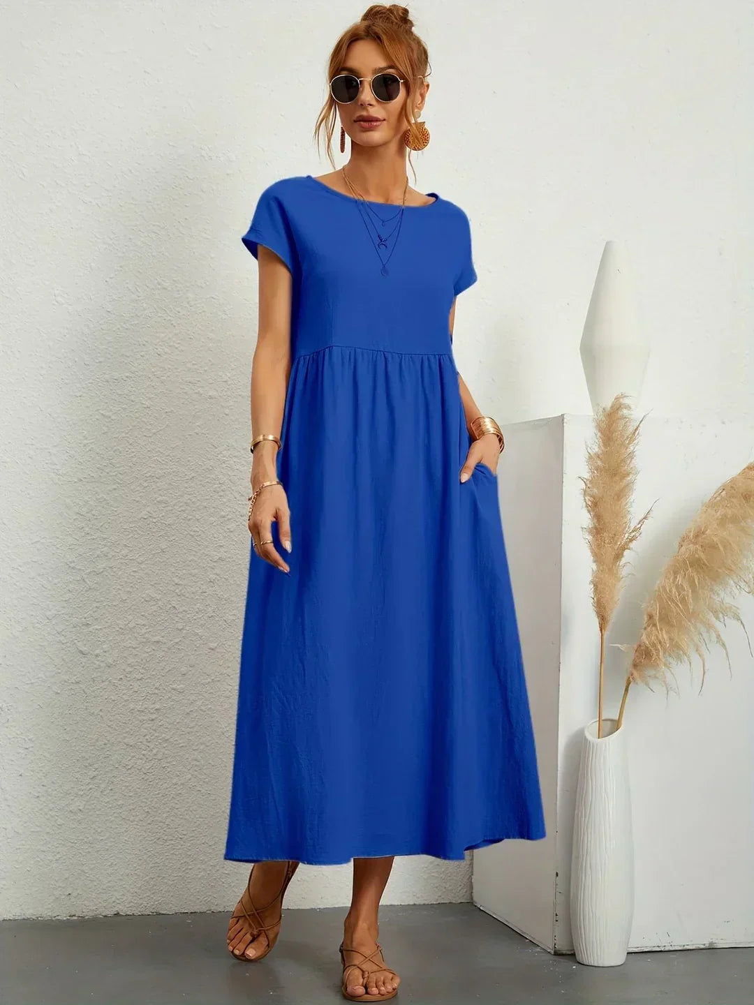 PALMIRA | Zomerjurk met Vloeiende Snit en Comfortabele Zakken voor Dagelijkse Elegant
