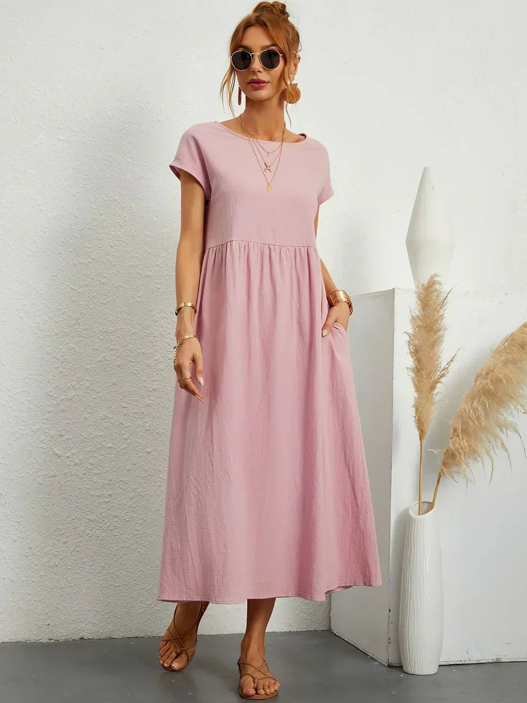 PALMIRA | Zomerjurk met Vloeiende Snit en Comfortabele Zakken voor Dagelijkse Elegant