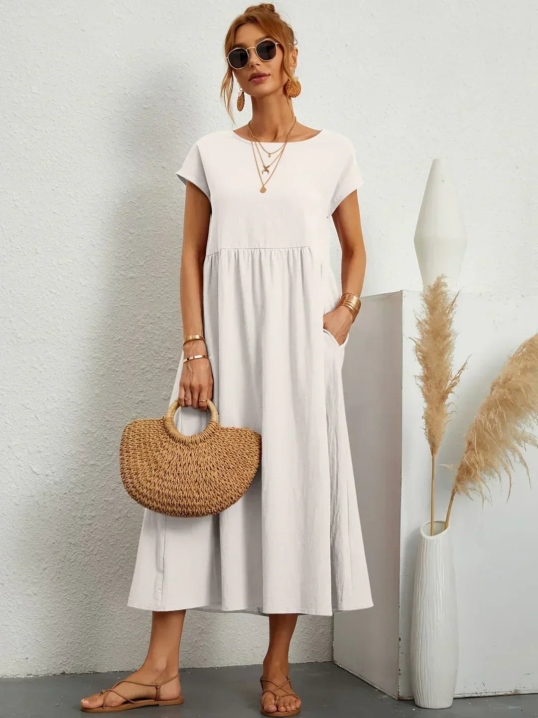PALMIRA | Zomerjurk met Vloeiende Snit en Comfortabele Zakken voor Dagelijkse Elegant