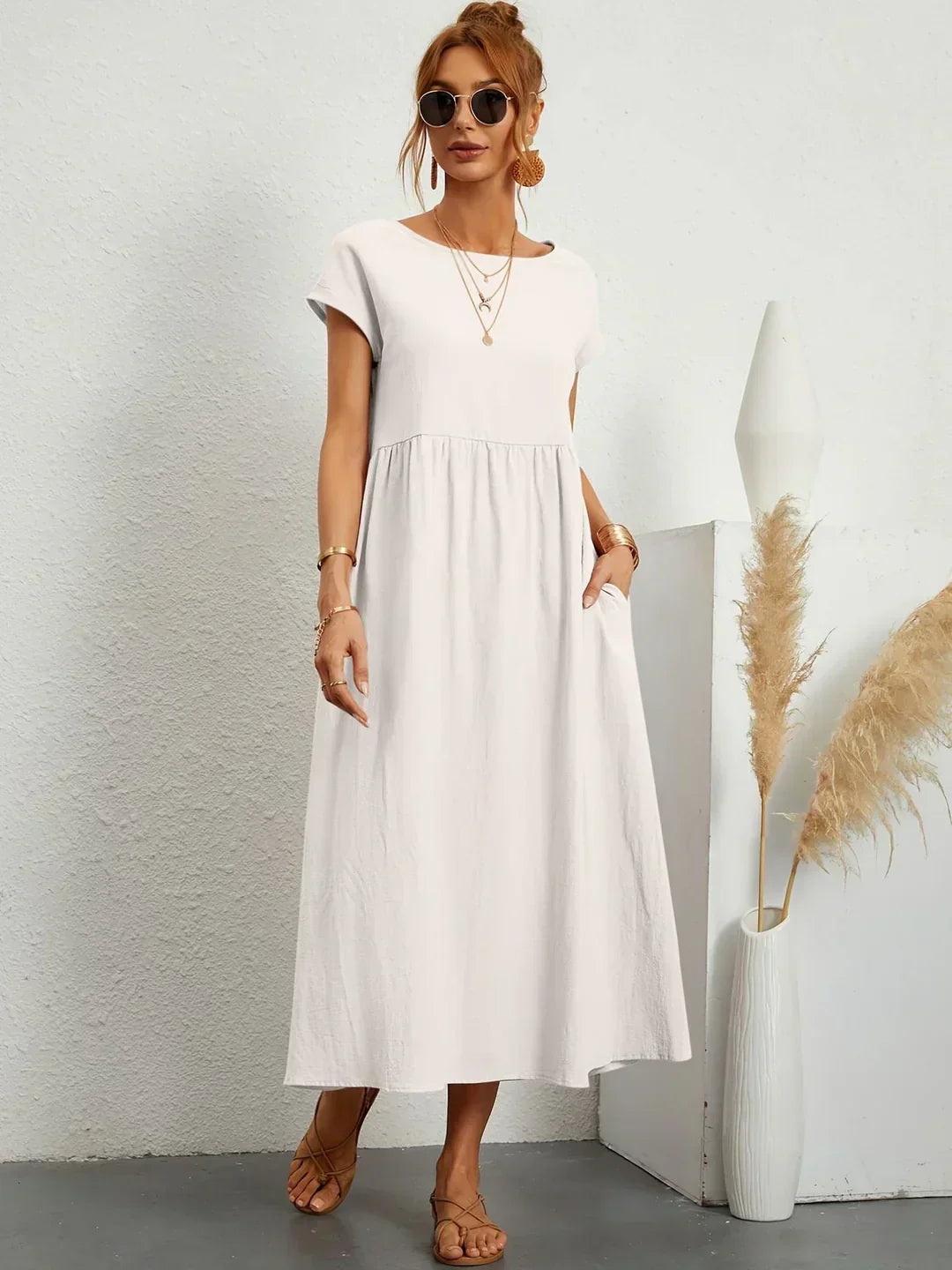 PALMIRA | Zomerjurk met Vloeiende Snit en Comfortabele Zakken voor Dagelijkse Elegant