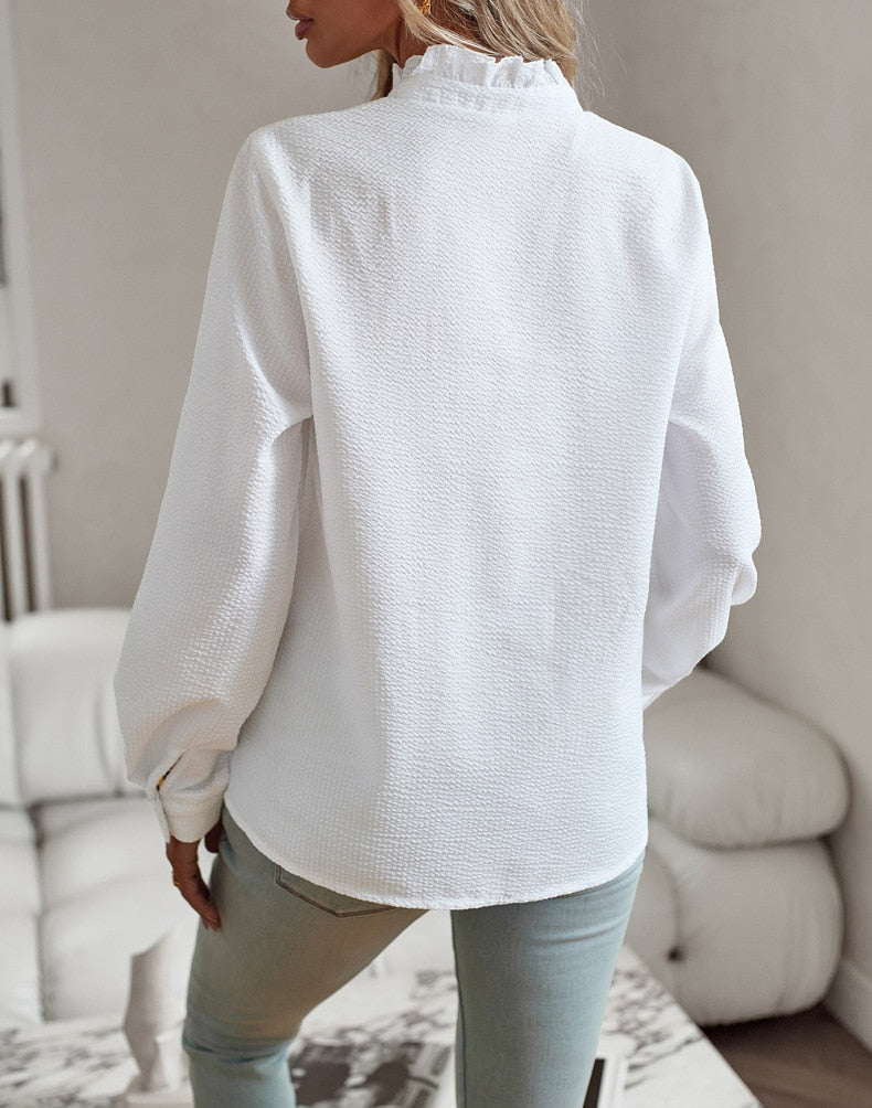 AURORA | Elegante Blouse met Lange Mouwen en Volants