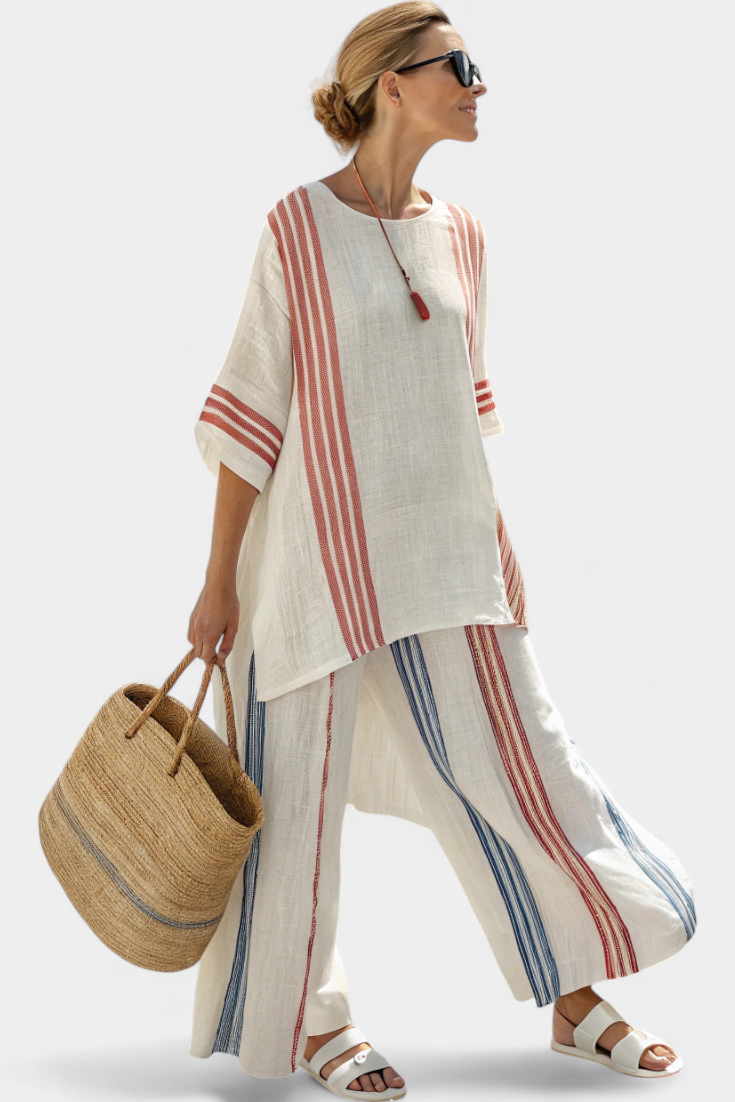 Mirthe | Twee-delig lichtgewicht set met strepen en oversized pasvorm