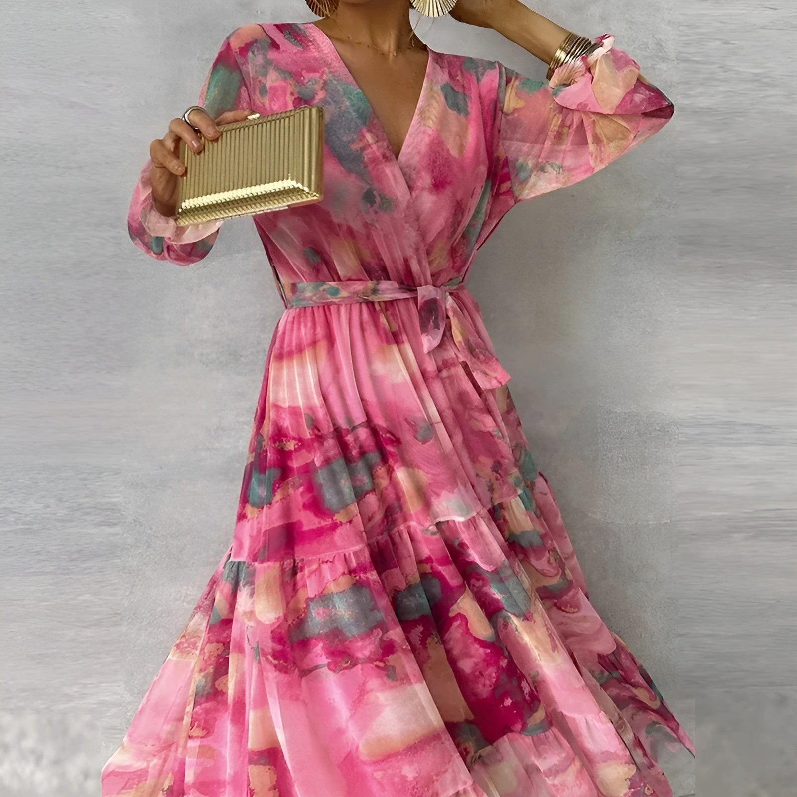 LUCIA | Lange Zomerjurk met Bloemenmotief en Verstelbare Silhouette