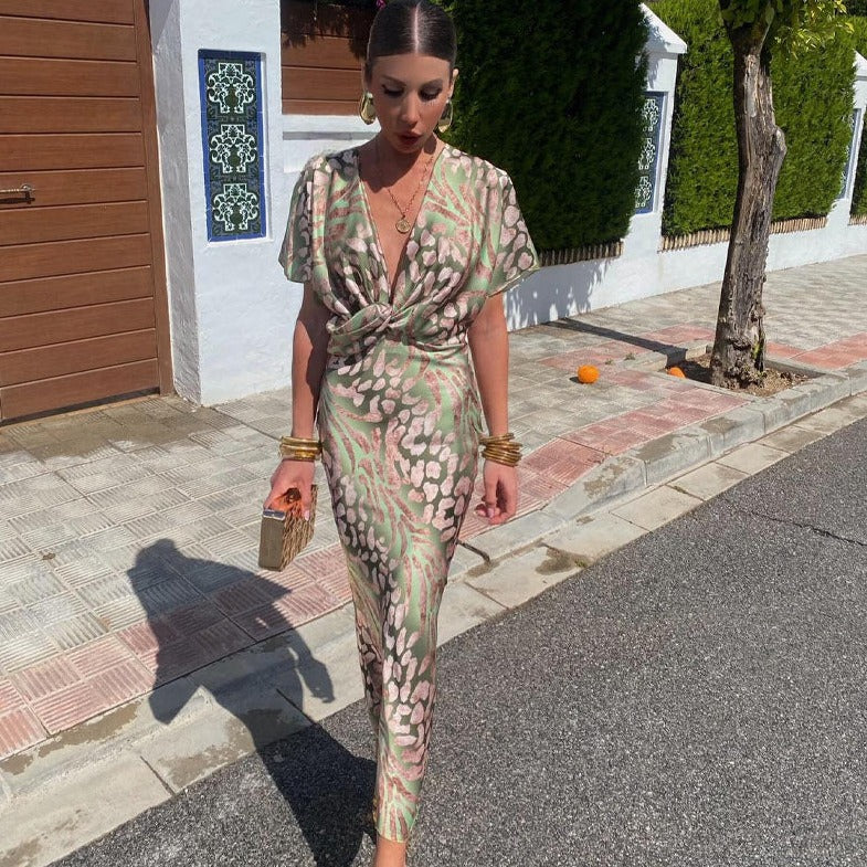 ROXANA | Lange Elegante Jurk met Gevlochten Details bij de Hals