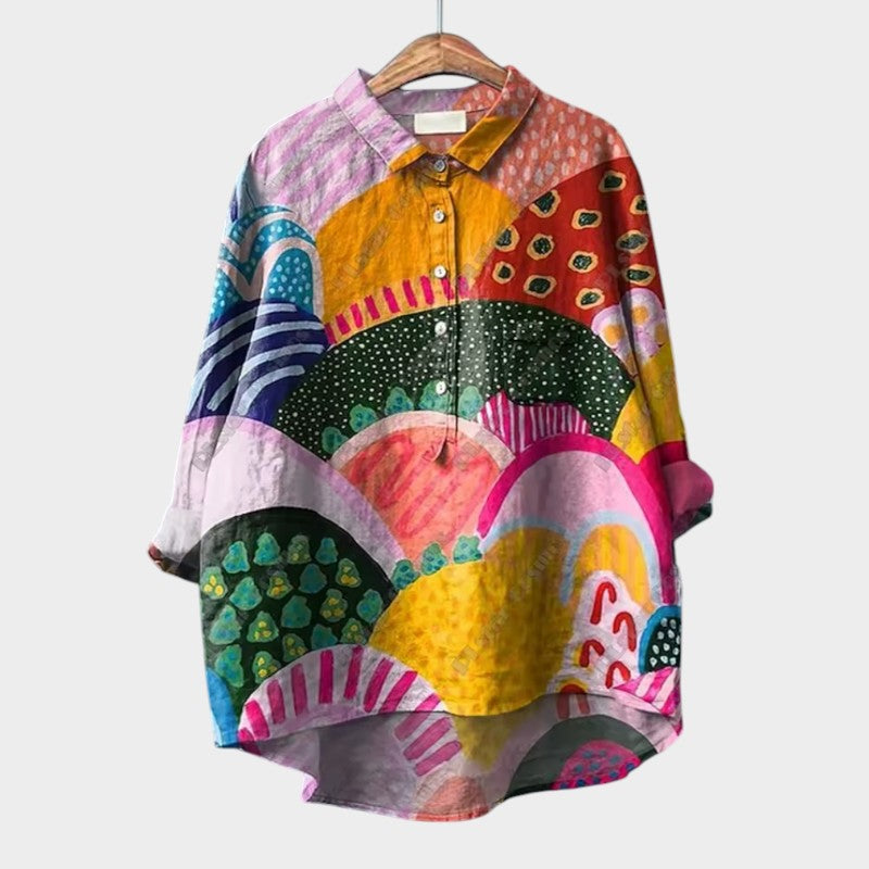 FRANCESCA | Oversized Bloemenblouse met Heldere Kleuren en Elegante Comfort voor Elke Dag