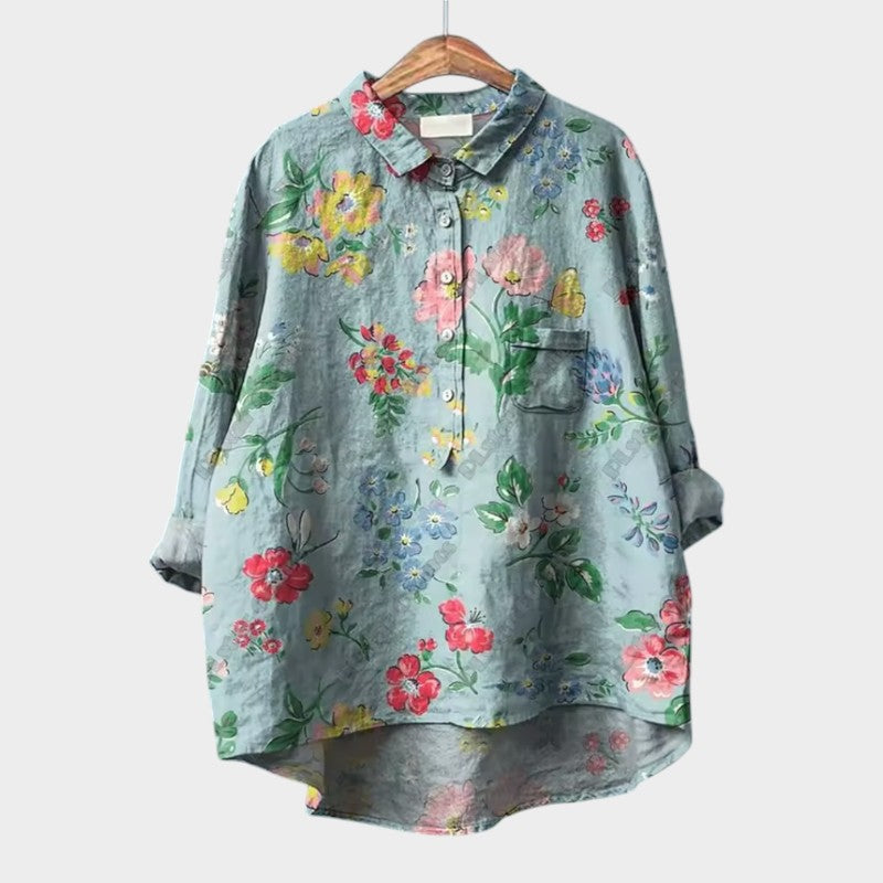 FRANCESCA | Oversized Bloemenblouse met Heldere Kleuren en Elegante Comfort voor Elke Dag
