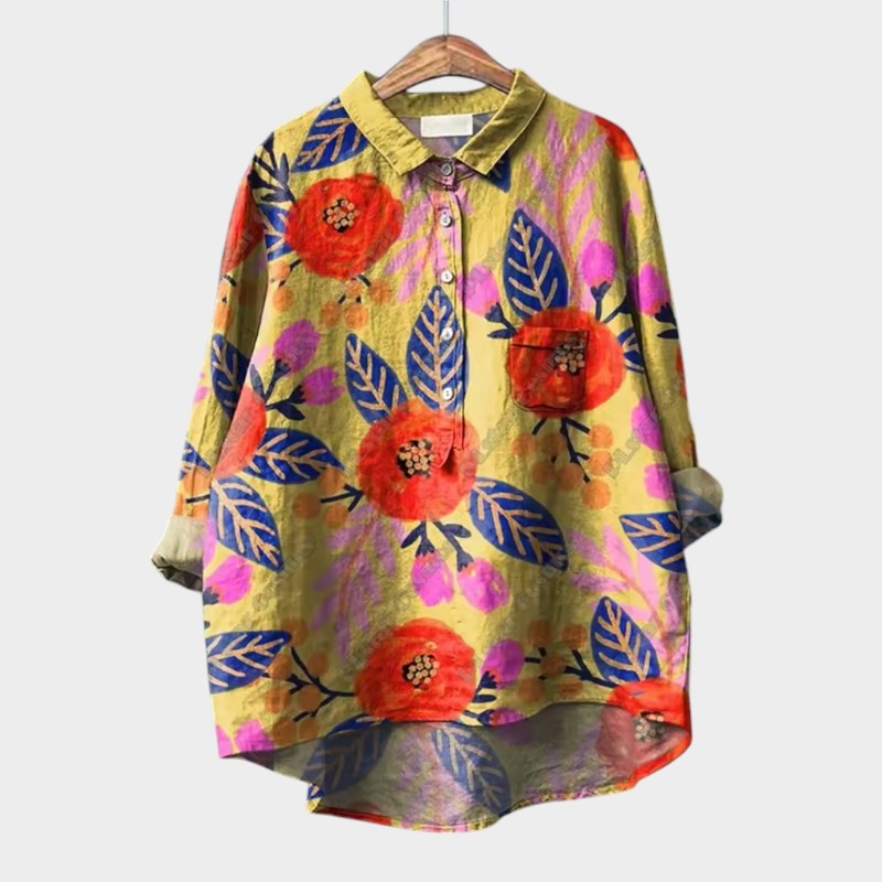 FRANCESCA | Oversized Bloemenblouse met Heldere Kleuren en Elegante Comfort voor Elke Dag