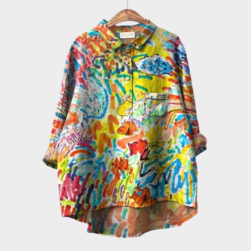 FRANCESCA | Oversized Bloemenblouse met Heldere Kleuren en Elegante Comfort voor Elke Dag