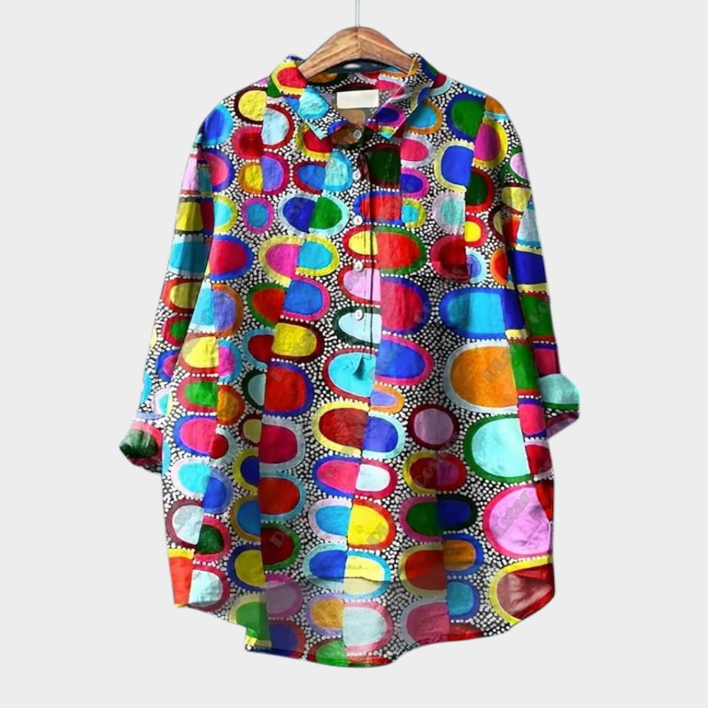 FRANCESCA | Oversized Bloemenblouse met Heldere Kleuren en Elegante Comfort voor Elke Dag