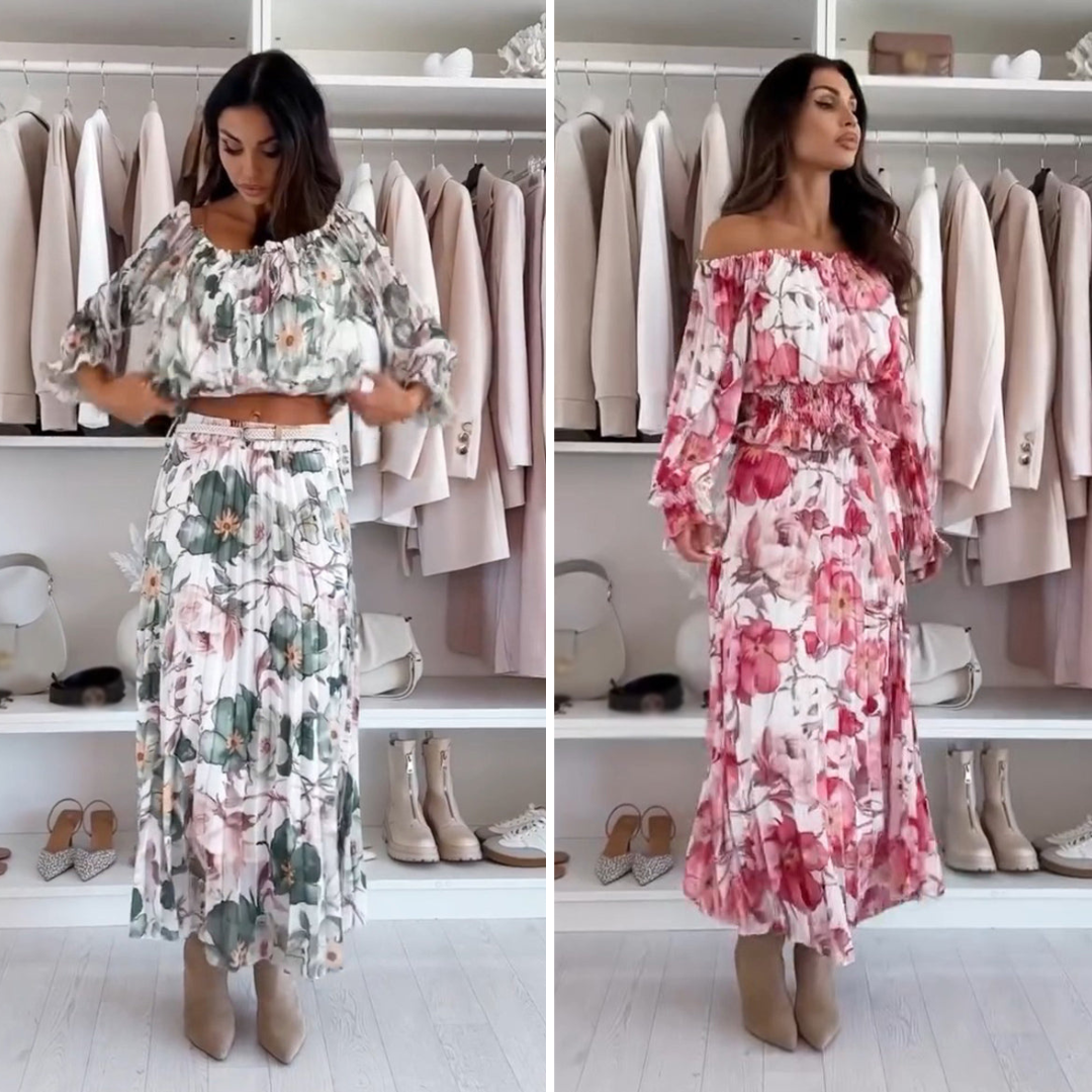 LILIANA | Compleet Bloemig Twee-Delig Set met Romantische Silhouet en Veelzijdige Stijl voor een Droomzomer