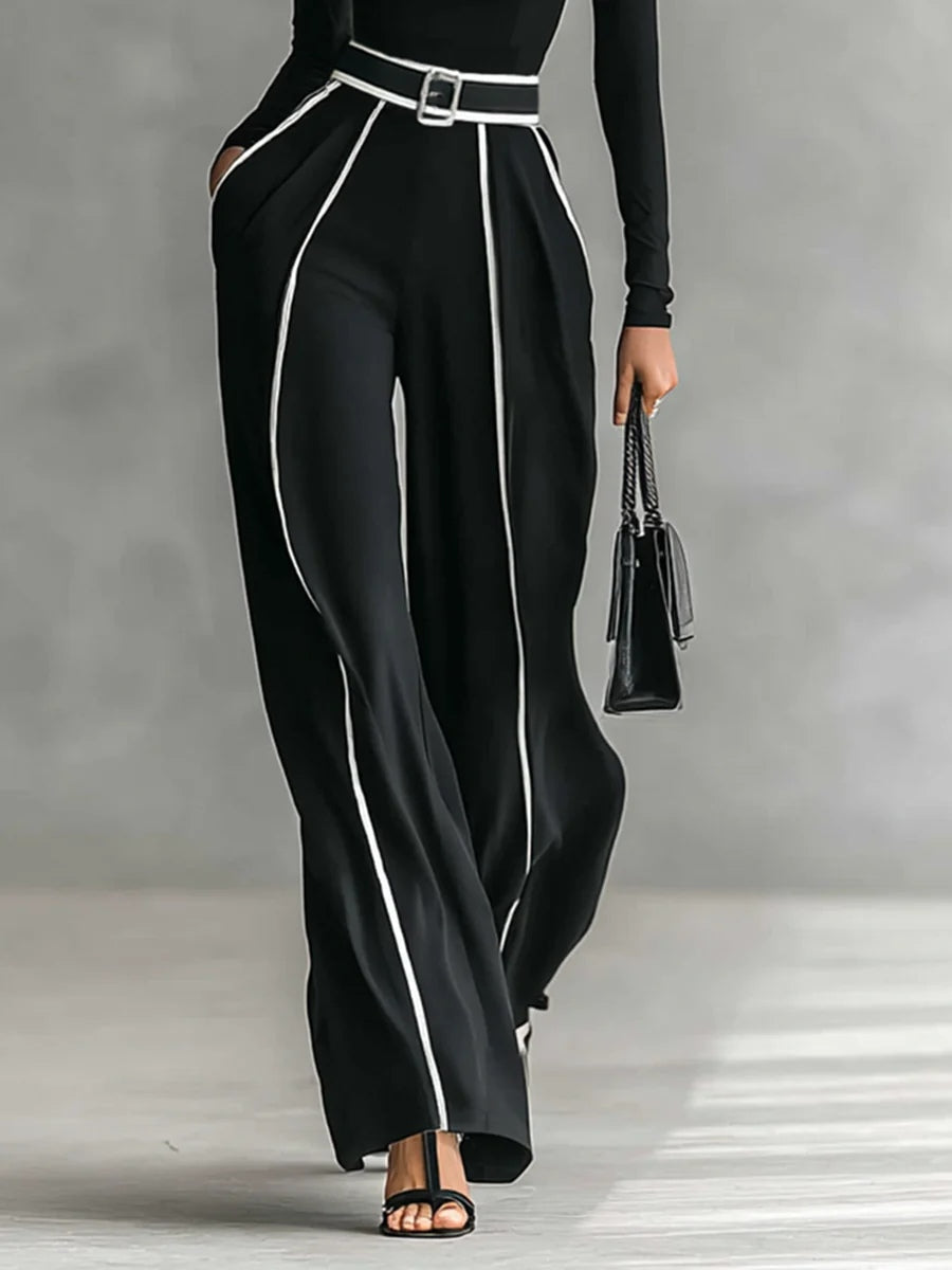 Emma | Elegante twee-delige set met hoge hals en brede broek