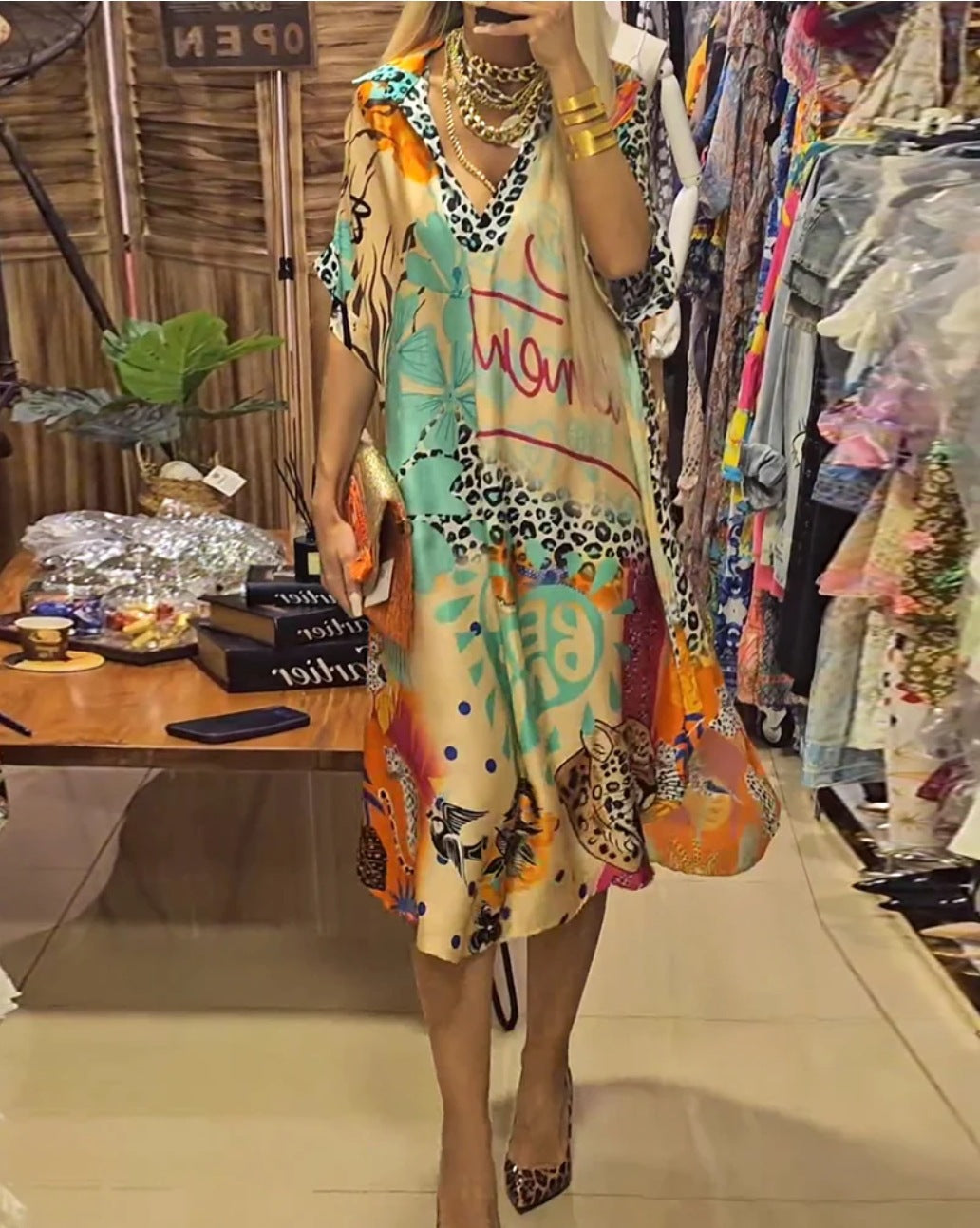 MILENA | Casual Jurk met Artistieke Print voor Zomercomfort en Unieke Stijl
