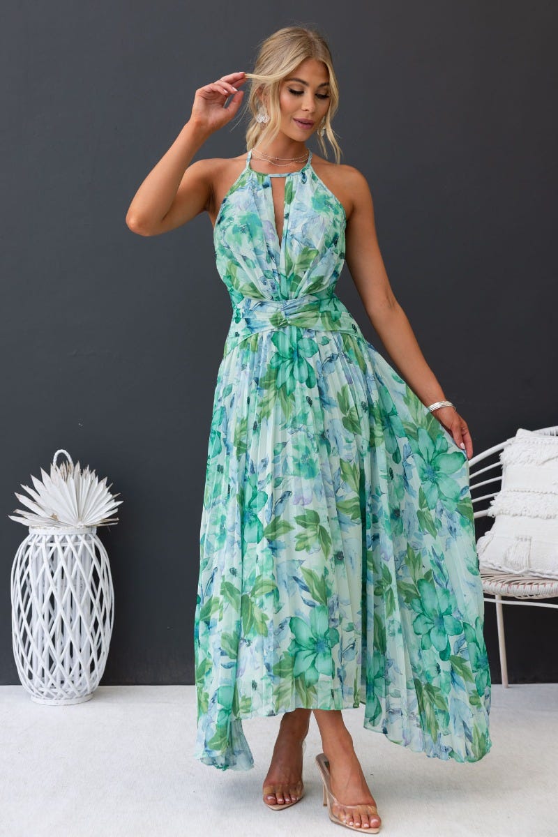 ELENA | Lange Bloemenjurk met Elegante Stijl en Verfijnde Look voor Elke Gelegenheid