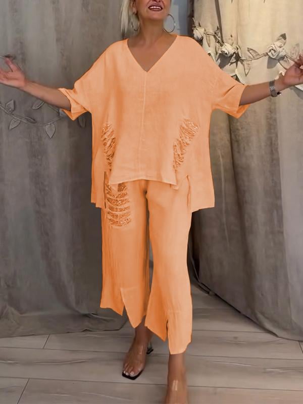 BIANCA | Twee-delig Zomeroutfit met Natuurlijke Elegantie en Vloeiende Comfort voor Zonnige Dagen