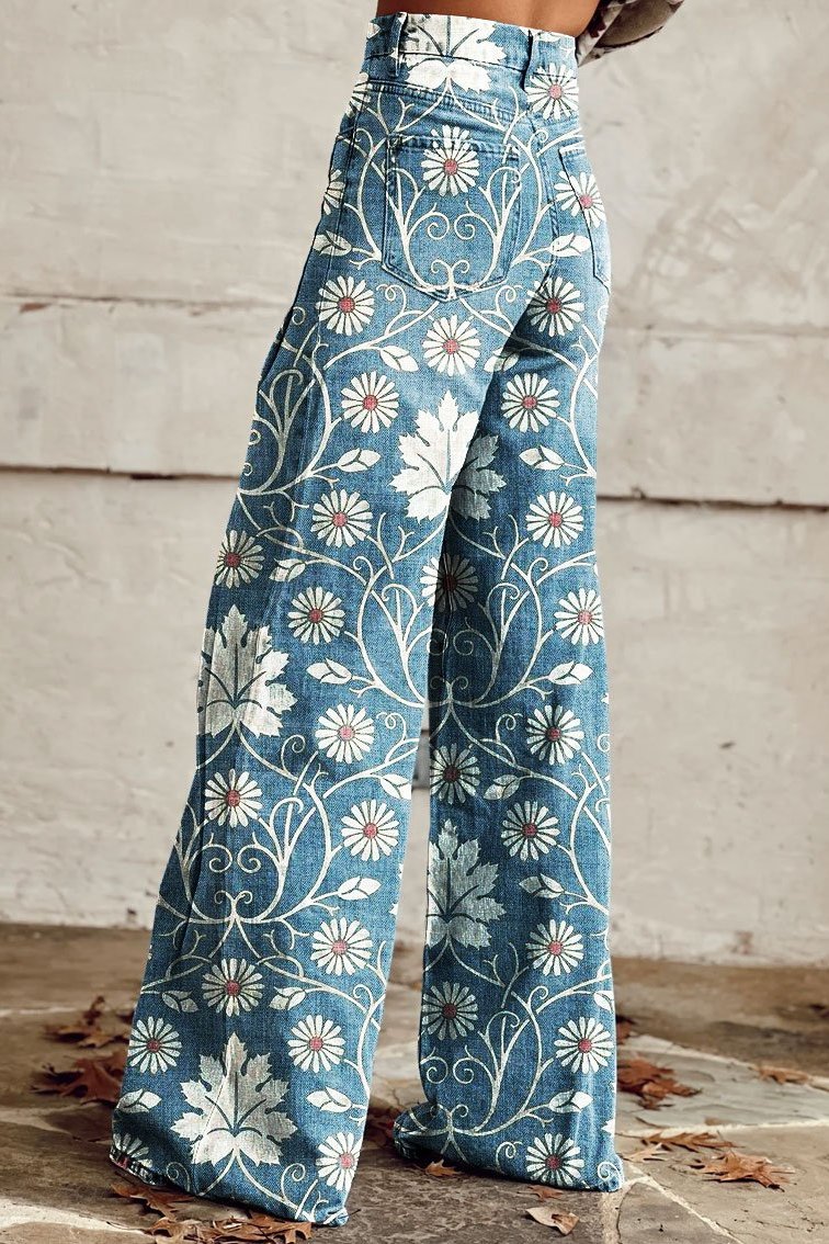 Margherita | Elegante Boho Broek met Bloemenpatroon