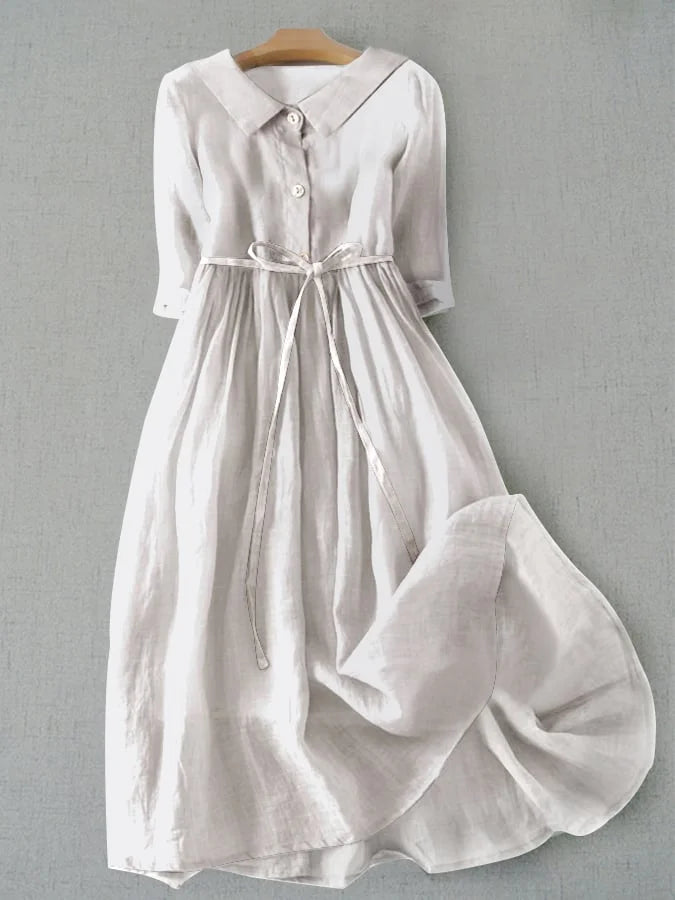 Lux - Elegante Korte Mouwen Jurk met Taille Lint