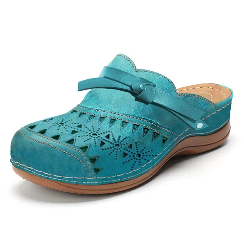 ZOEY | Orthopedische Cutout Wedge Klompen met Strikdetail en Voetboogondersteuning