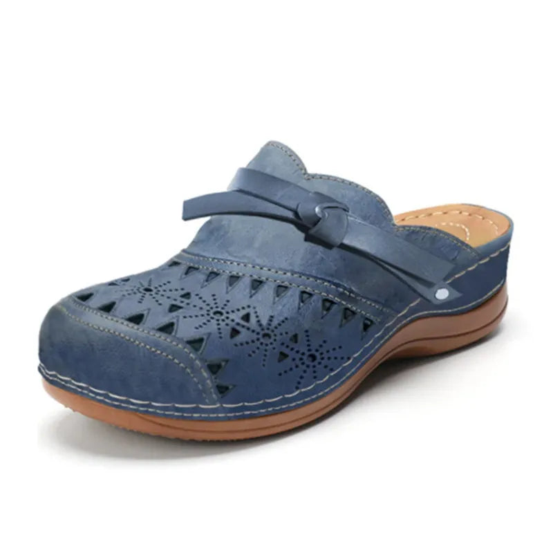 ZOEY | Orthopedische Cutout Wedge Klompen met Strikdetail en Voetboogondersteuning