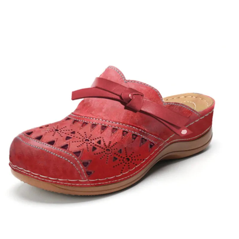 ZOEY | Orthopedische Cutout Wedge Klompen met Strikdetail en Voetboogondersteuning