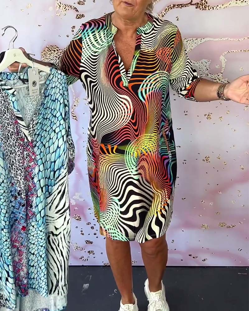 GABRIELLA | Optisch Patroon Jurk met Flatterende Pasvorm en Gedurfde Look voor Elke Dag