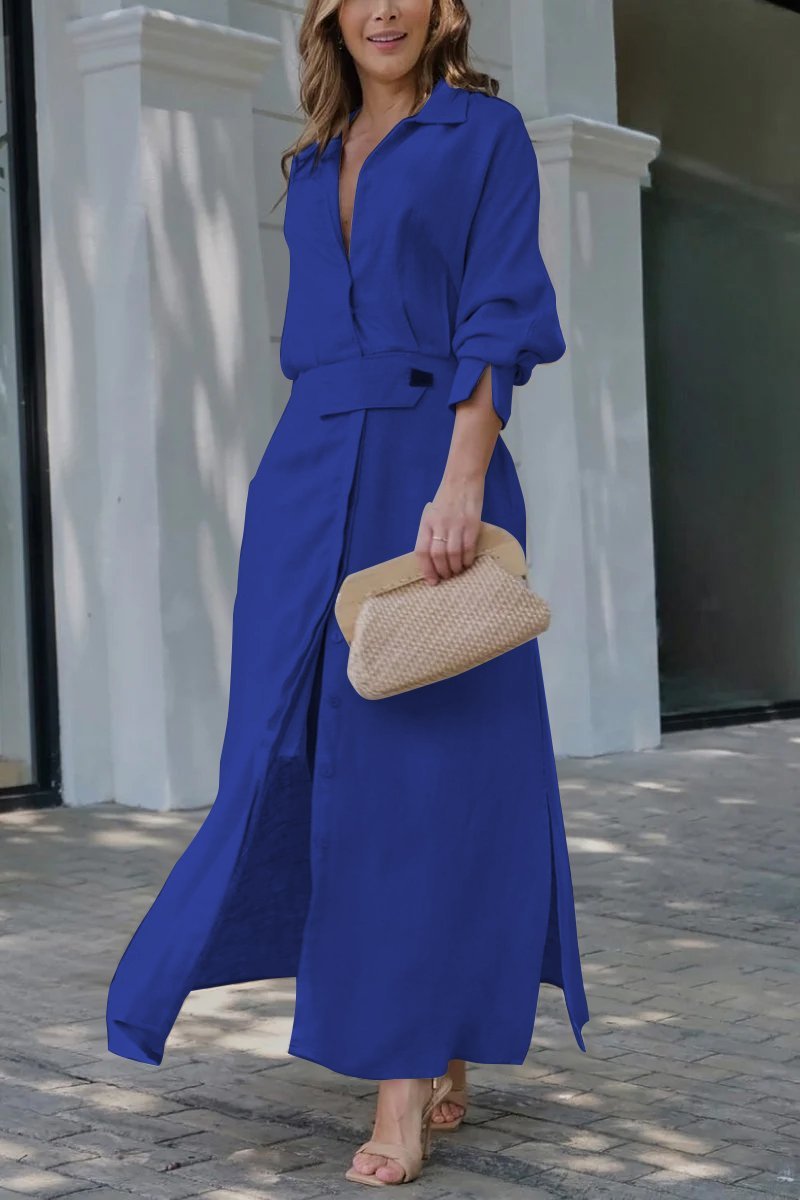 ELISABETTA | Maxidress Elegante met V-hals en Vloeiende Snit voor de Chic Zomer
