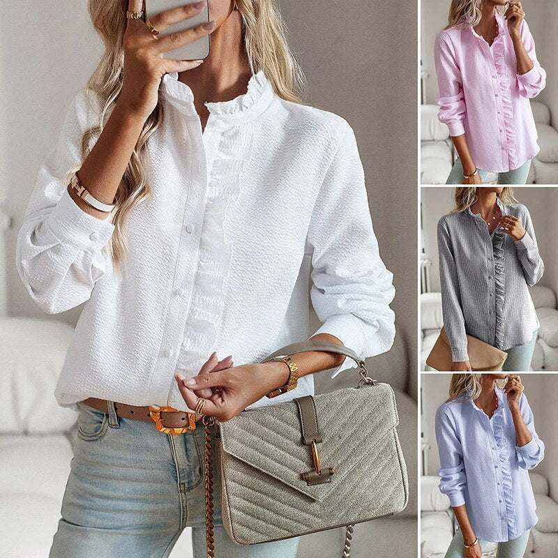 AURORA | Elegante Blouse met Lange Mouwen en Volants