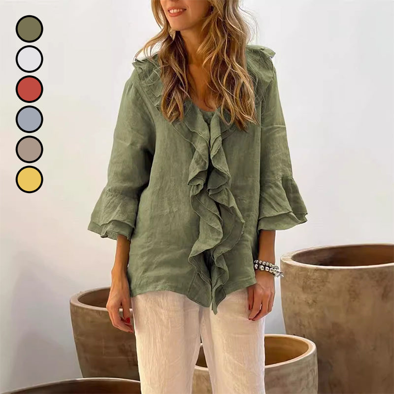 ARIANNA | Elegante Blouse met Zachte Volants en Vloeiende Pasvorm voor Elke Dag