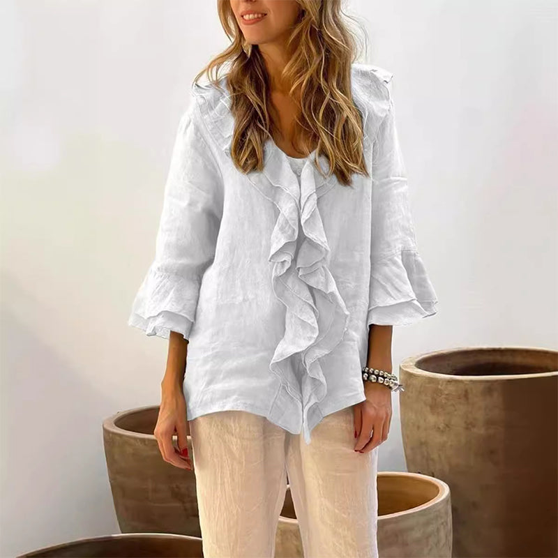 ARIANNA | Elegante Blouse met Zachte Volants en Vloeiende Pasvorm voor Elke Dag